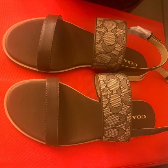 COACH Harley One-Strap Sandals Women's Brown - Picture 2 of 5